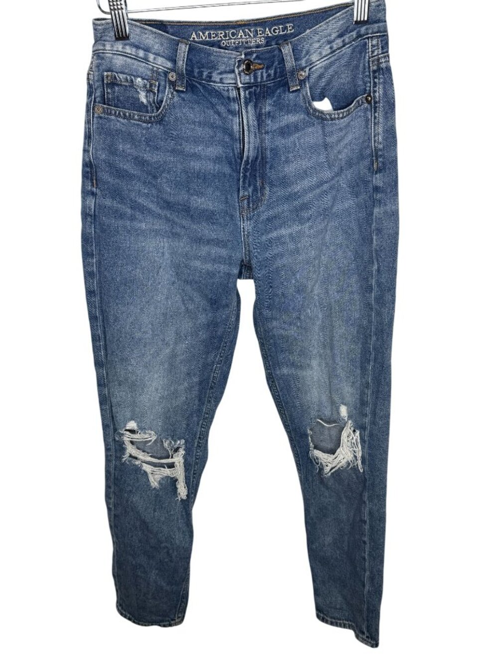 American Eagle Mom Jeans Women’s 2 High Rise Distressed Ripped Knee